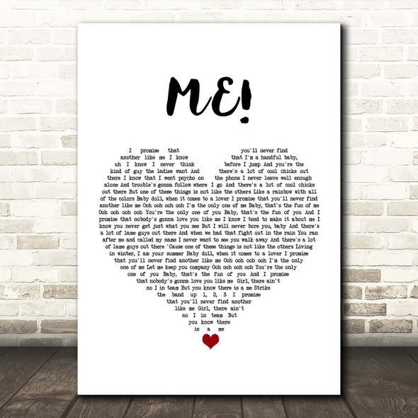 Taylor Swift ME White Heart Song Lyric Print