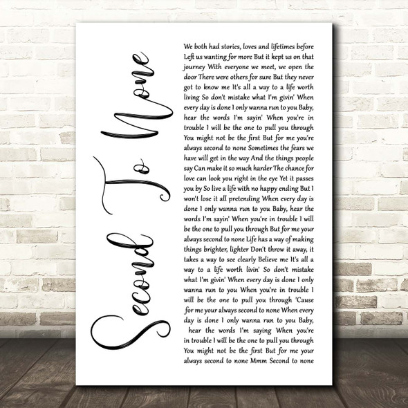 Paul Stanley Second To None White Script Song Lyric Print