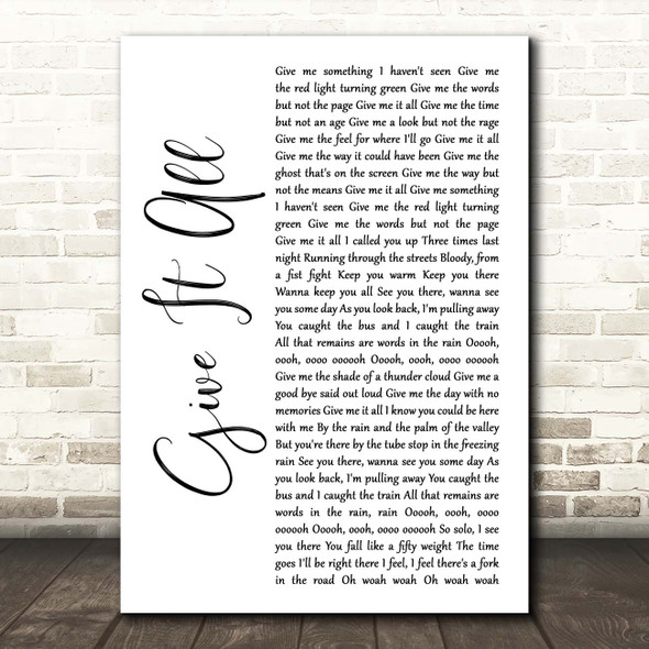 FOALS Give It All White Script Song Lyric Print