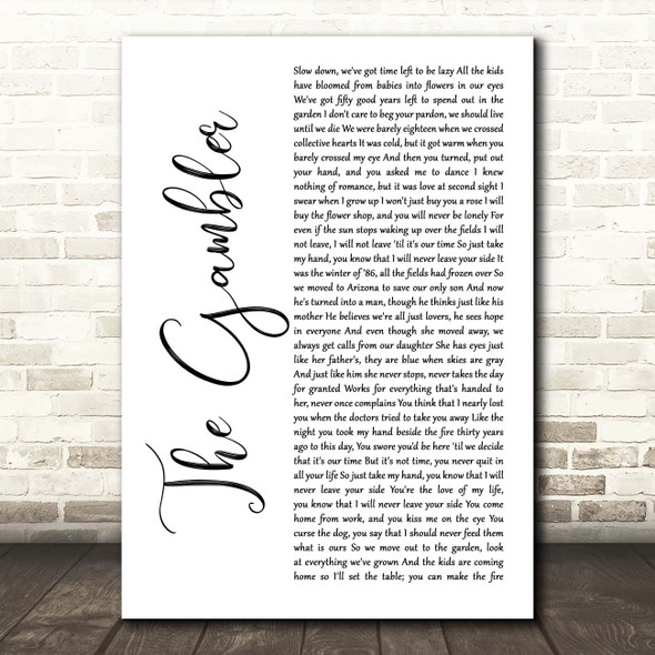 Fun. The Gambler White Script Song Lyric Print