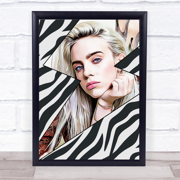 Billie Eilish color Zebra Style Lightening Flash Funky Wall Art Print