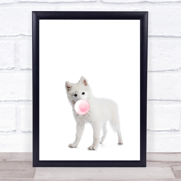 Dog 3 Bubblegum Wall Art Print