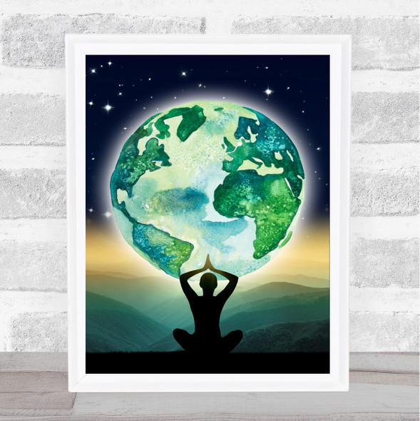 Earth In Watercolor Starry Night Wall Art Print