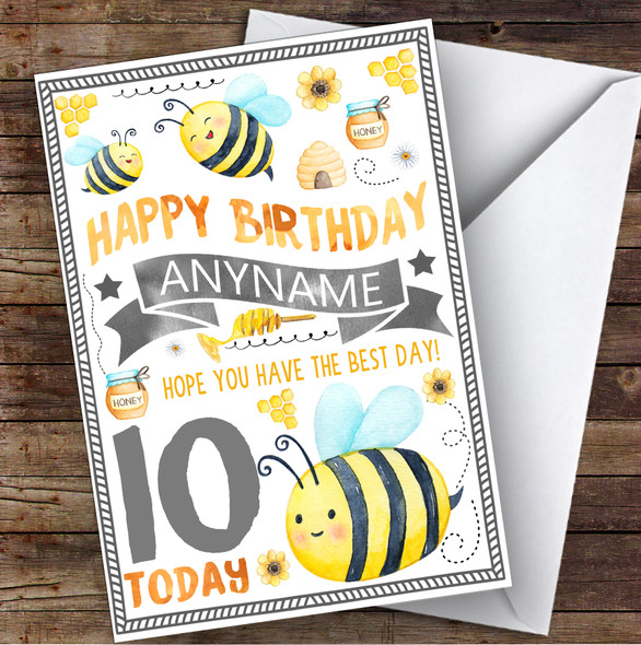 Busy Bumble Bee Any Age & Name Personalized Children's Birthday Card