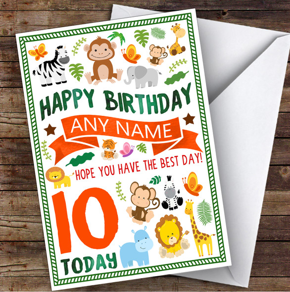 Jungle Animals Any Age & Name Personalized Children's Birthday Card