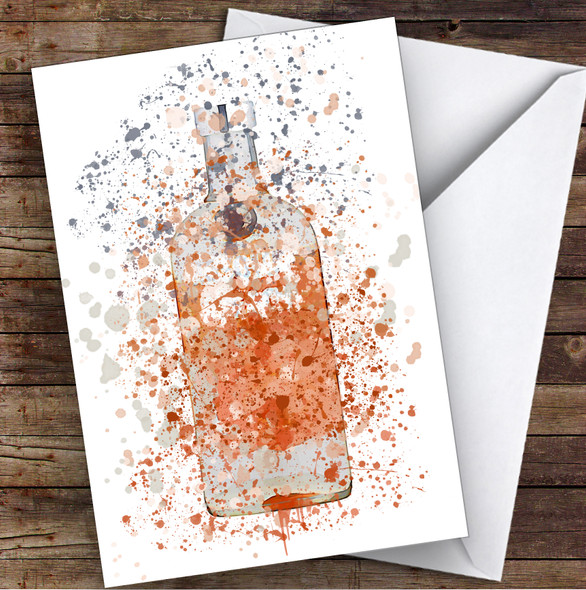 WaterColor Splatter Absolutely Peachy Vodka Bottle Personalized Birthday Card