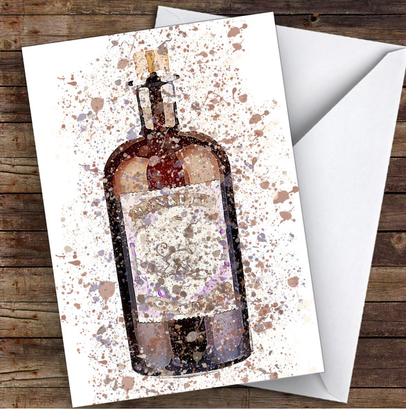 WaterColor Splatter Monkey Gin Bottle Any Occasion Personalized Birthday Card