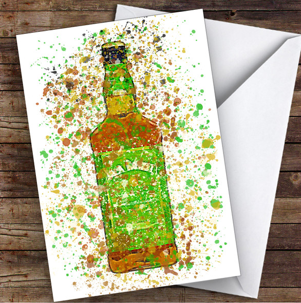 WaterColor Splatter Apple Jack Whiskey Bottle Personalized Birthday Card