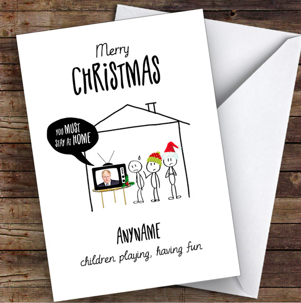 Funny Corona Children Playing Having Fun Lockdown Christmas Card