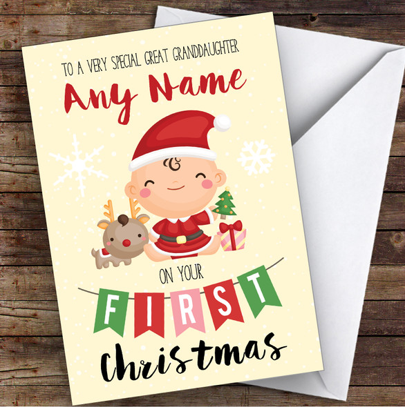 Baby's First Christmas Great Granddaughter Personalized Christmas Card