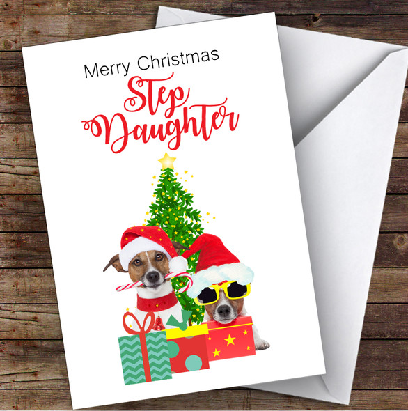 Step Daughter Christmas Party Dogs Personalized Christmas Card