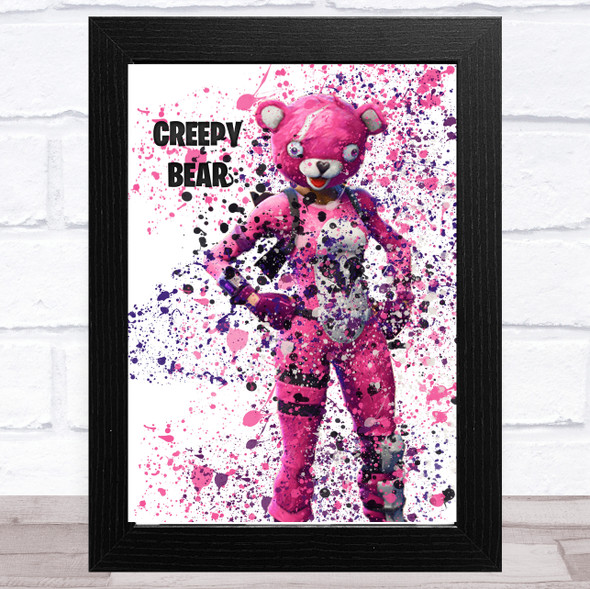 Splatter Art Gaming Fortnite Creepy Bear Kid's Room Children's Wall Art Print