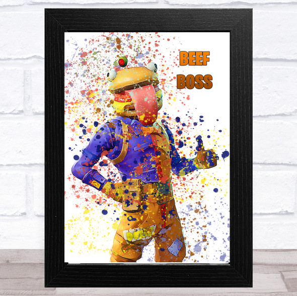 Splatter Art Gaming Fortnite Beef Boss Kid's Room Children's Wall Art Print