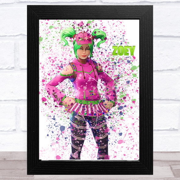 Splatter Art Gaming Fortnite Zoey Kid's Room Children's Wall Art Print