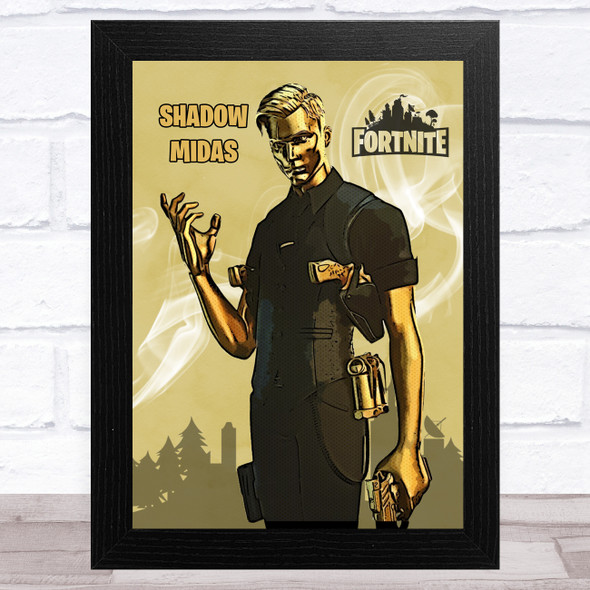 Shadow Midas Gaming Comic Style Kids Fortnite Skin Children's Wall Art Print