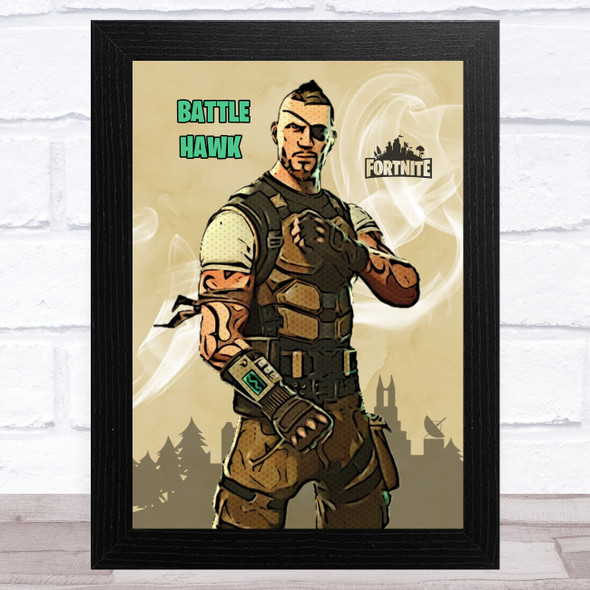 Battle Hawk Gaming Comic Style Kids Fortnite Skin Children's Wall Art Print