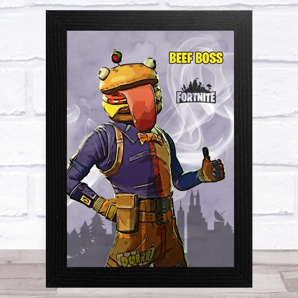 Beef Boss Gaming Comic Style Kids Fortnite Skin Children's Wall Art Print