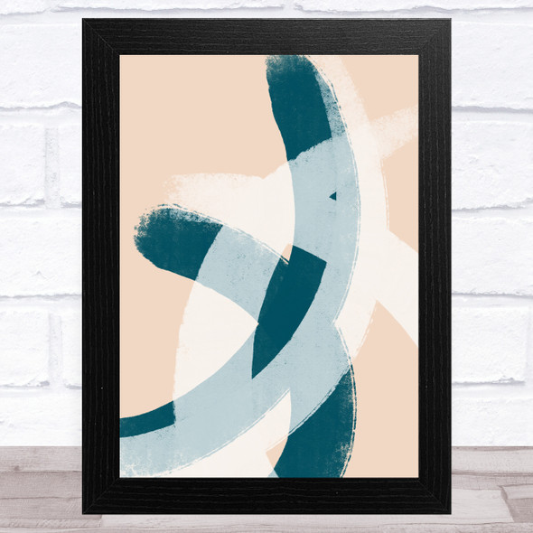 Dark Teal & Peach Abstract Strokes Style 5 Wall Art Print