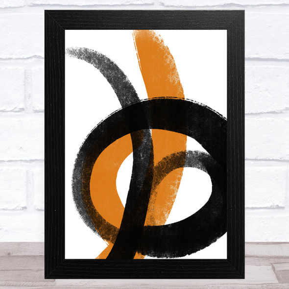 Black And Orange Abstract Strokes Style 2 Wall Art Print