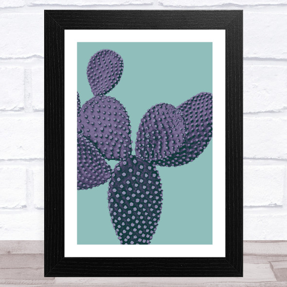 Violet Cactus On Coral color Background Wall Art Print