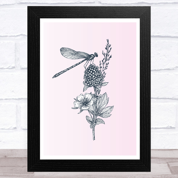 Wildflowers And Dragonfly Wall Art Print