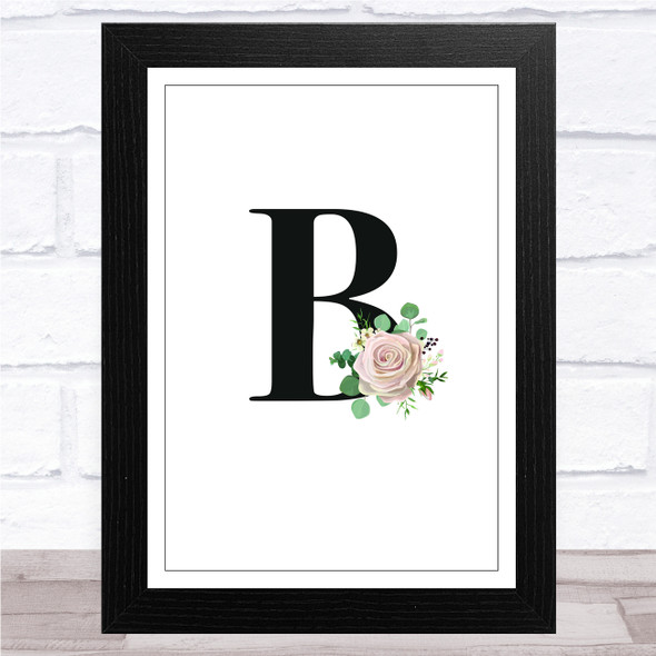 Initial Letter B With Flowers Wall Art Print