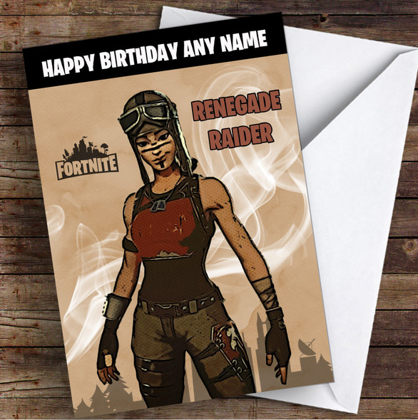 Renegade Raider Gaming Comic Style Kids Fortnite Skin Children's Personalized Birthday Card