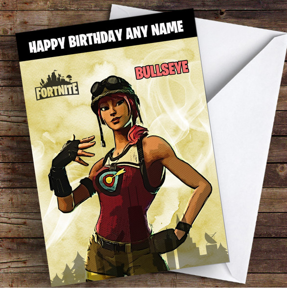 Bullseye Gaming Comic Style Kids Fortnite Skin Children's Personalized Birthday Card