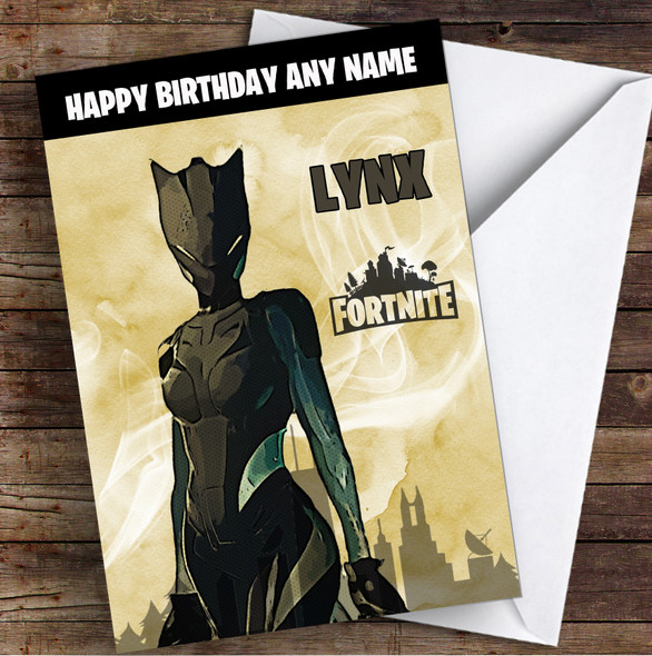 Lynx Gaming Comic Style Kids Fortnite Skin Children's Personalized Birthday Card