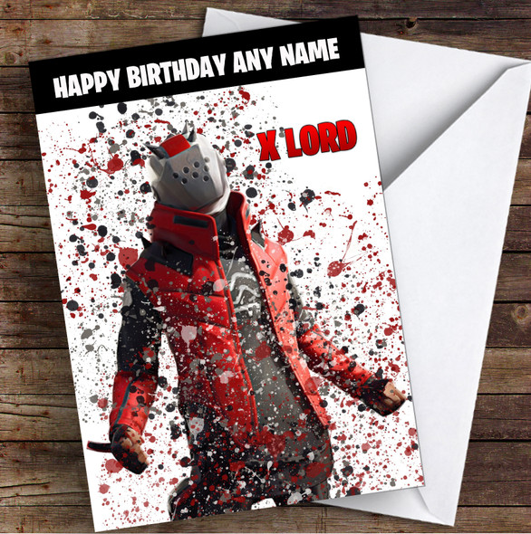 Splatter Art Gaming Fortnite X Lord Kid's Children's Personalized Birthday Card