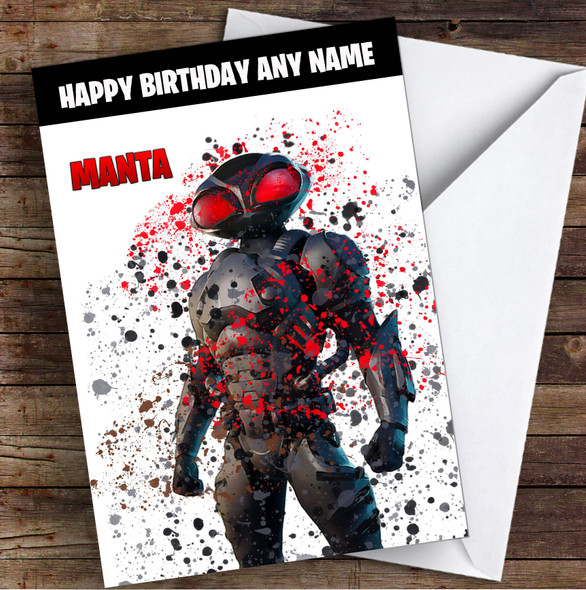 Splatter Art Gaming Fortnite Manta Kid's Children's Personalized Birthday Card