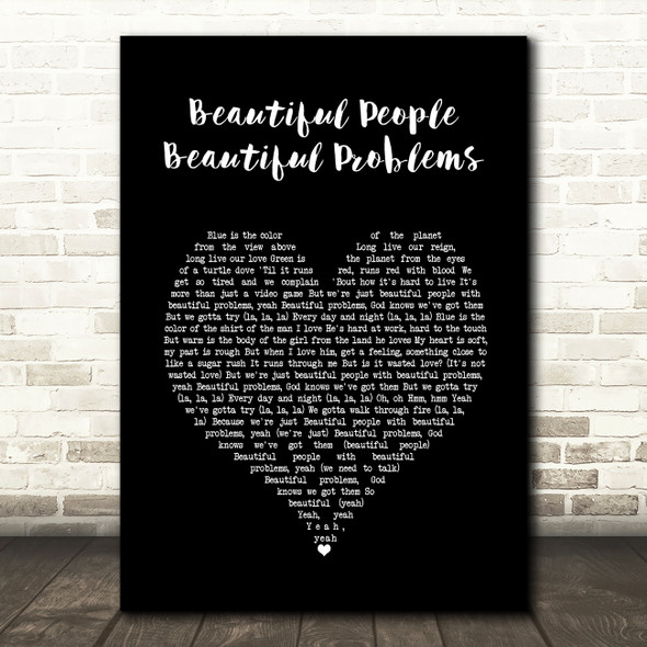 Lana Del Rey Beautiful People Beautiful Problems Black Heart Song Lyric Music Art Print