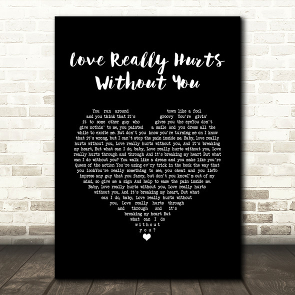 Billy Ocean Love Really Hurts Without You Black Heart Song Lyric Music Art Print