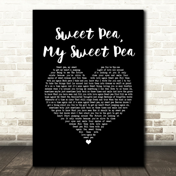 Paul Weller Sweet Pea, My Sweet Pea Black Heart Song Lyric Music Art Print