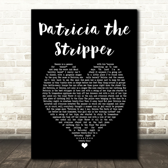 Chris de Burgh Patricia the Stripper Black Heart Song Lyric Music Art Print