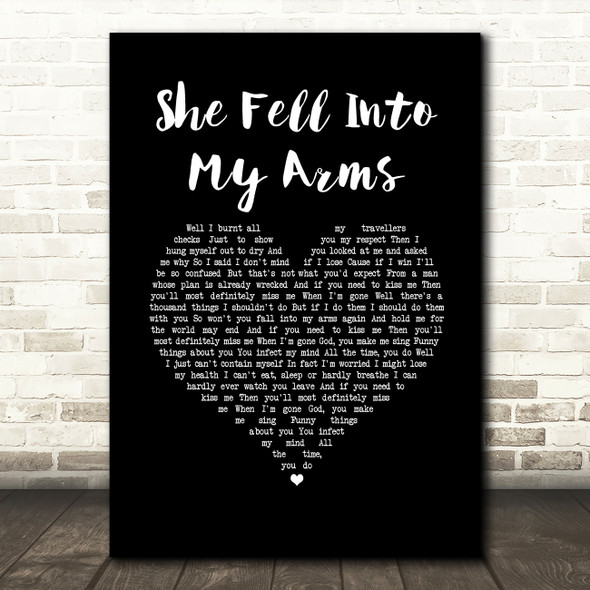 Ed Harcourt She Fell Into My Arms Black Heart Song Lyric Music Art Print