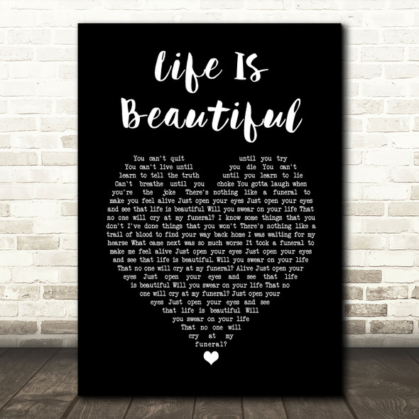 Sixx A M Life Is Beautiful Black Heart Song Lyric Music Art Print