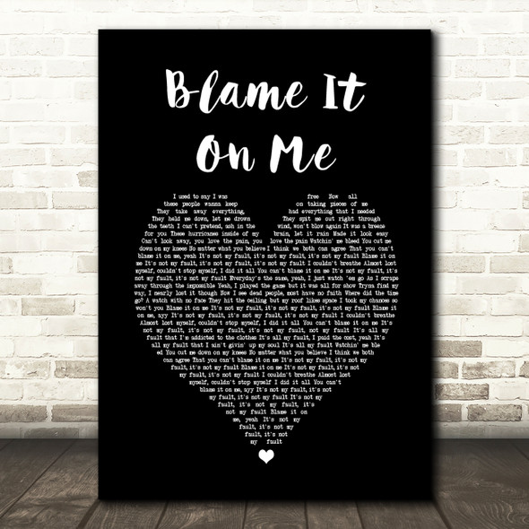 Post Malone Blame It On Me Black Heart Song Lyric Music Art Print
