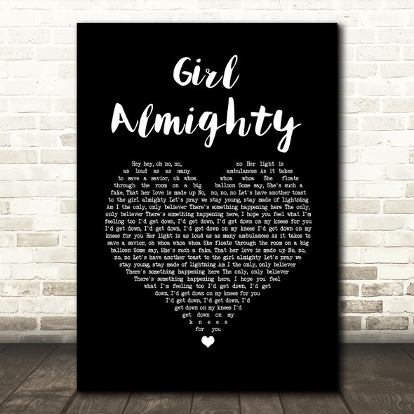 One Direction Girl Almighty Black Heart Song Lyric Music Art Print