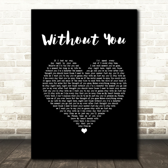 My Darkest Days Without You Black Heart Song Lyric Music Art Print