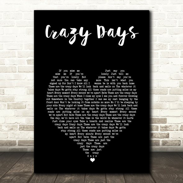 The Shires Crazy Days Black Heart Song Lyric Music Art Print