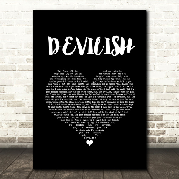 Chase Atlantic DEVILISH Black Heart Song Lyric Music Art Print