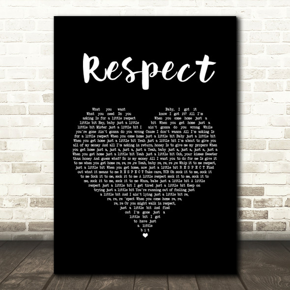 Aretha Franklin Respect Black Heart Song Lyric Music Art Print