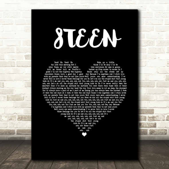 Khalid 8TEEN Black Heart Song Lyric Music Art Print