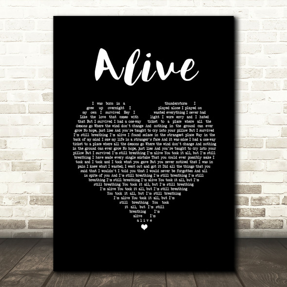 Sia Alive Black Heart Song Lyric Music Art Print