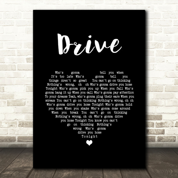 The Cars Drive Black Heart Song Lyric Music Art Print