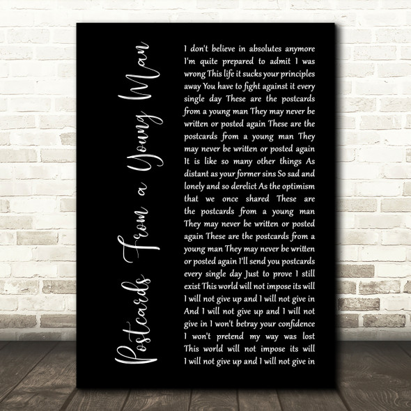 Manic Street Preachers Postcards From a Young Man Black Script Song Lyric Music Art Print