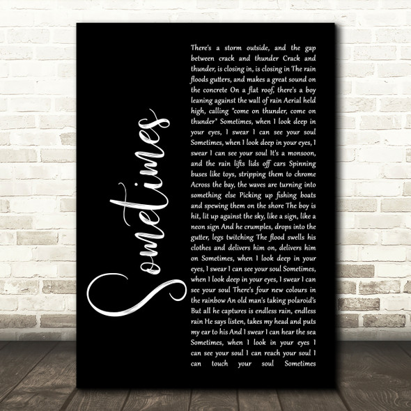 James Sometimes Black Script Song Lyric Music Art Print