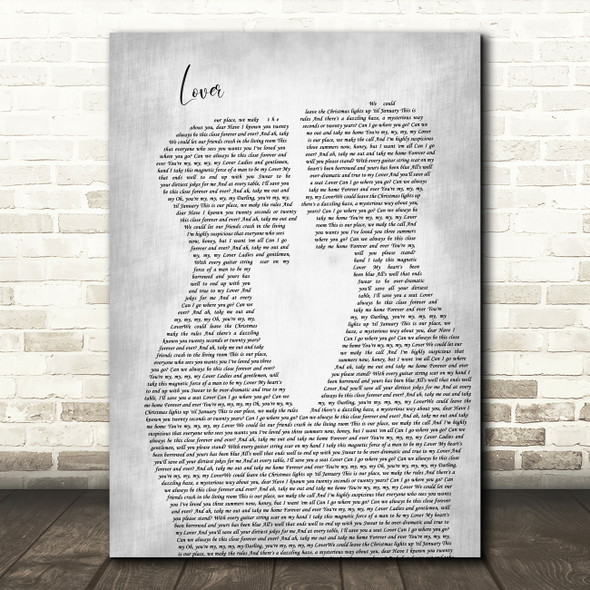 Taylor Swift Lover Two Men Gay Couple Wedding Grey Song Lyric Music Art Print