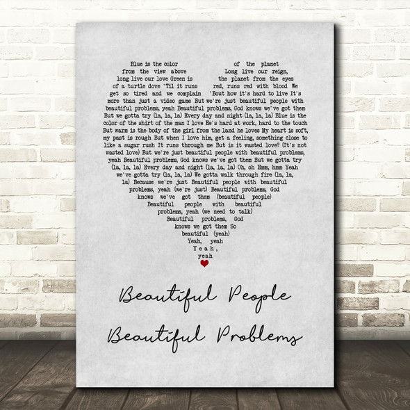 Lana Del Rey Beautiful People Beautiful Problems Grey Heart Song Lyric Music Art Print